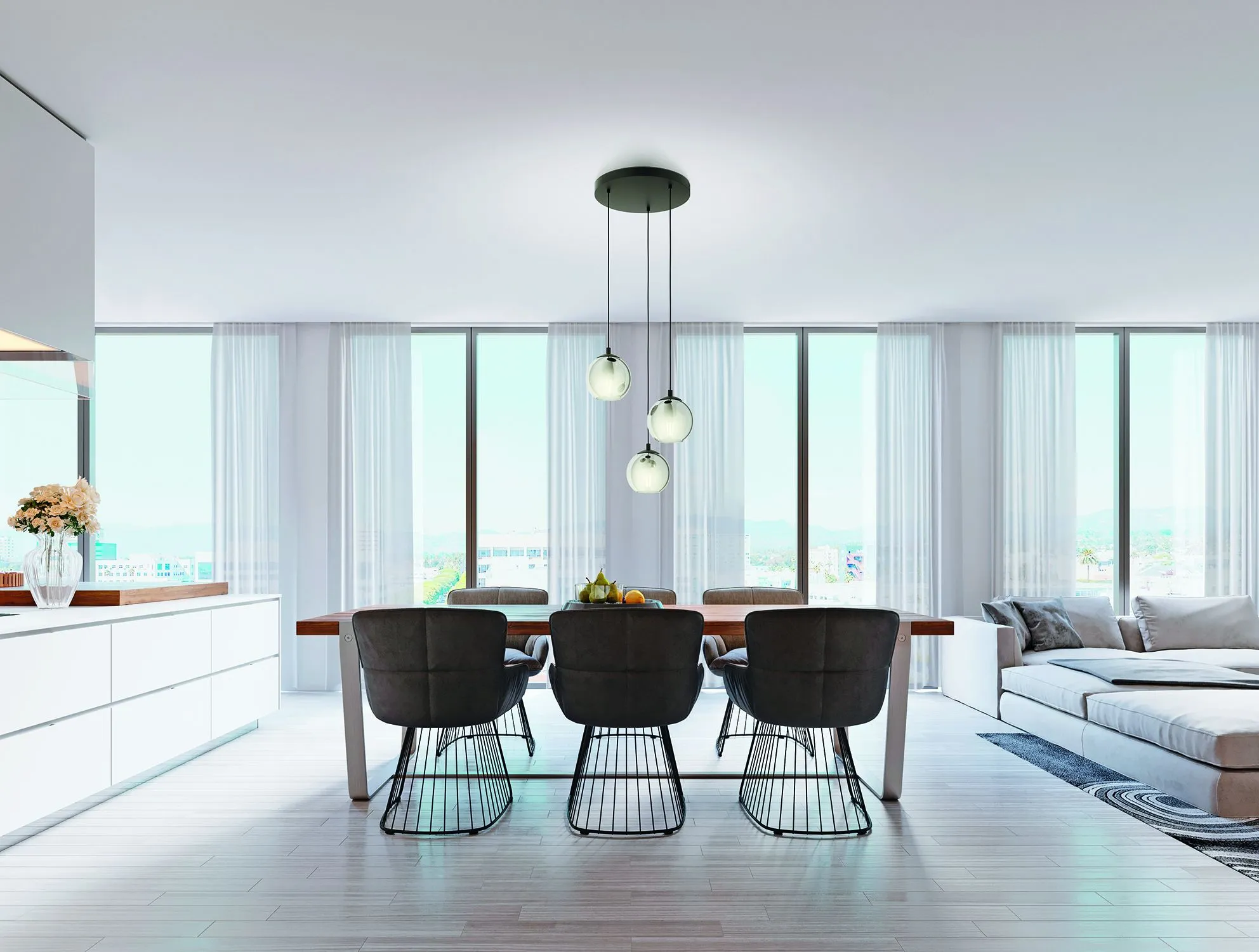 Eglo Lighting ARISCANI pendant light black vaporised glass