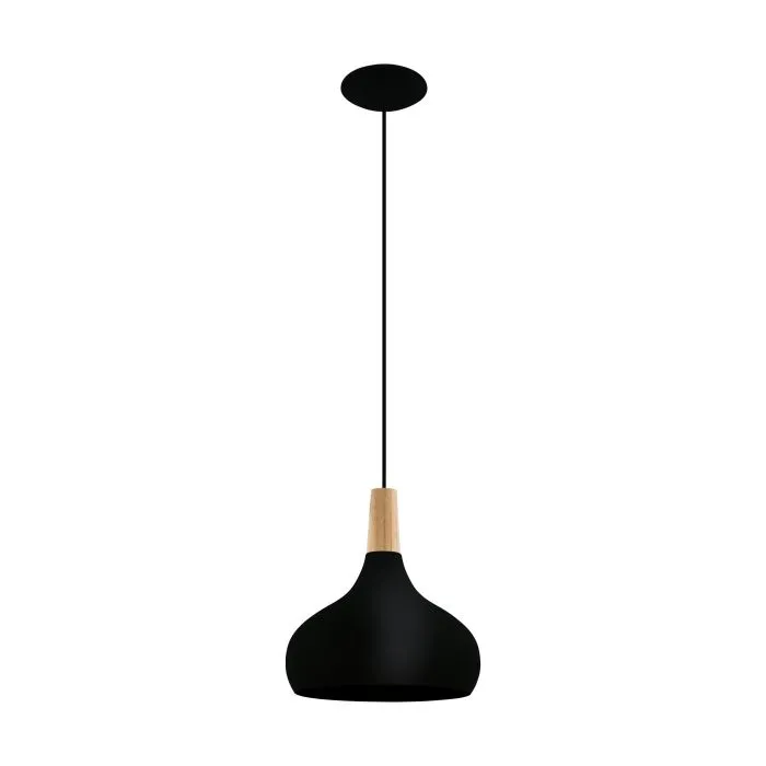 Eglo Lighting Sabinar 60W E27 Black Medium 2M Pendant Light