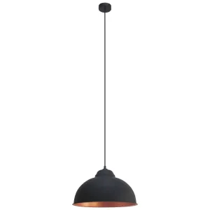Eglo Lighting TRURO 2 pendant light black steel and features a copper-colour