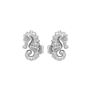 Elegance: Sterling Silver Oceanic Seahorse Post Earring by Peter Stone -