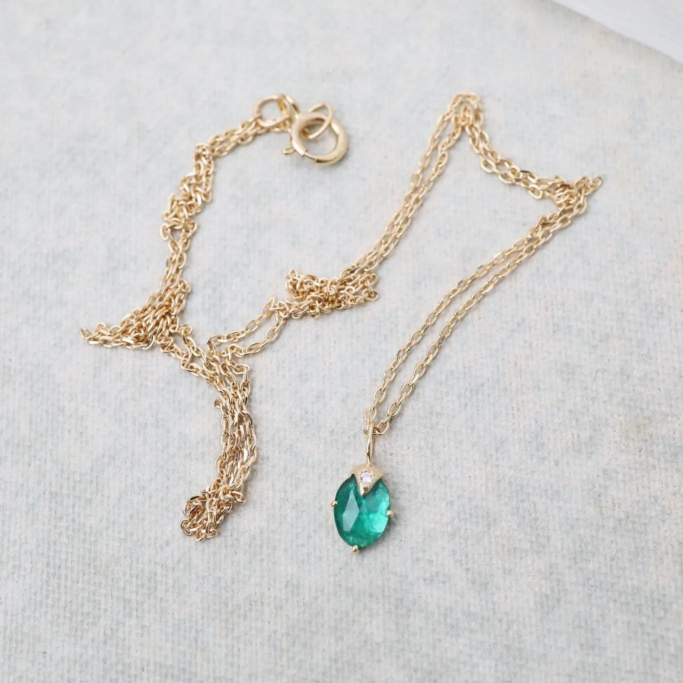 Emerald & Diamond Claw Necklace