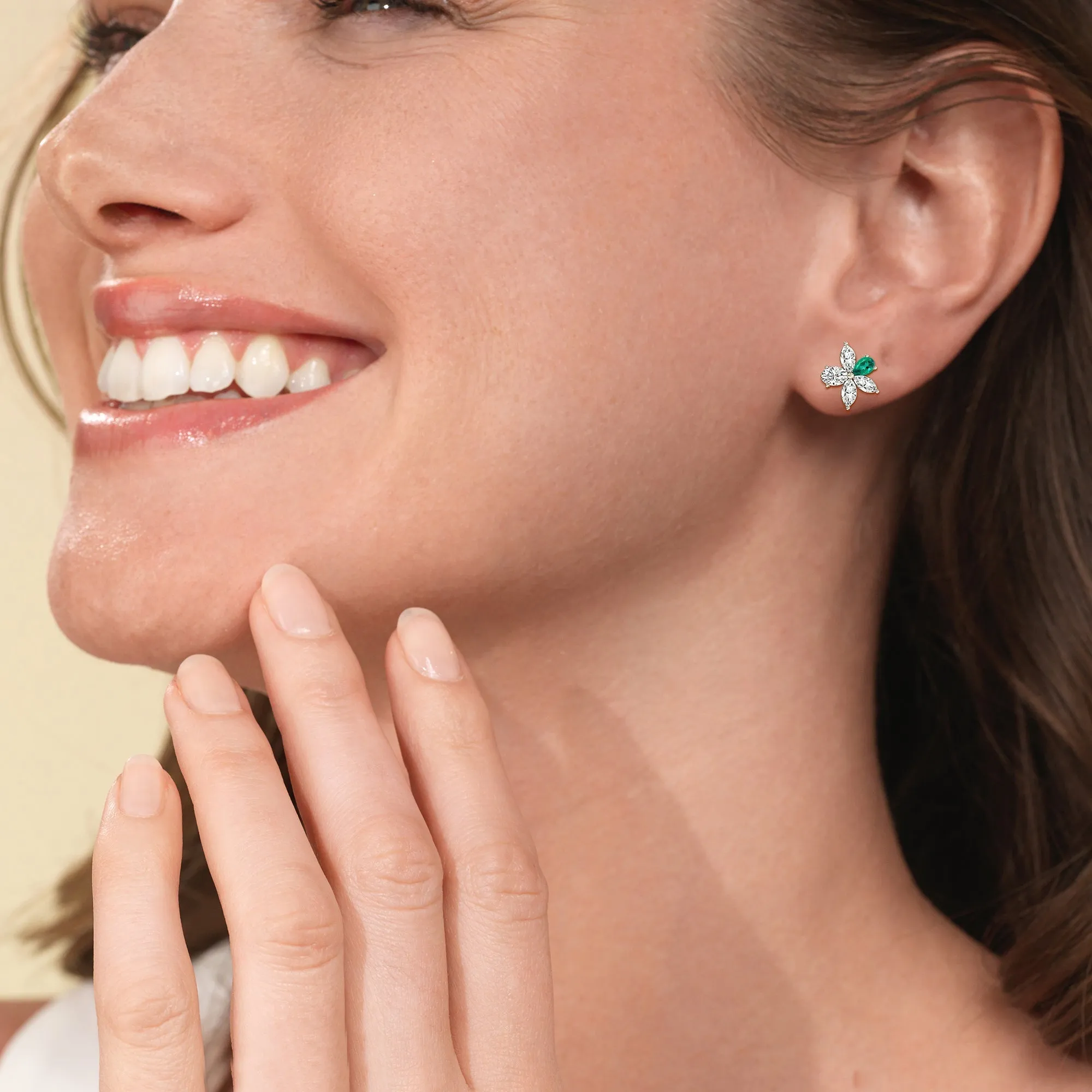 Emerald Petal Plumeria Studs