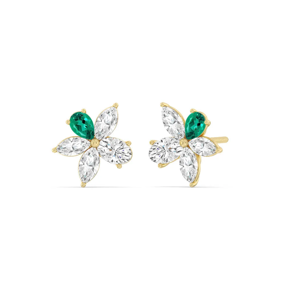 Emerald Petal Plumeria Studs