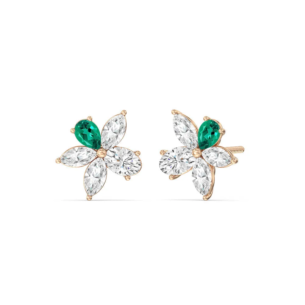 Emerald Petal Plumeria Studs