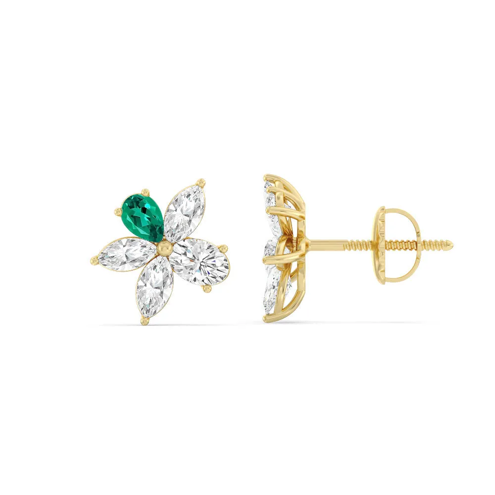 Emerald Petal Plumeria Studs