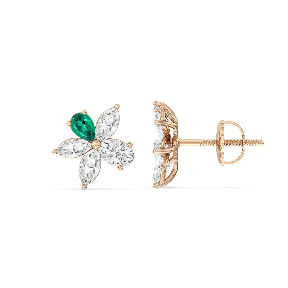 Emerald Petal Plumeria Studs