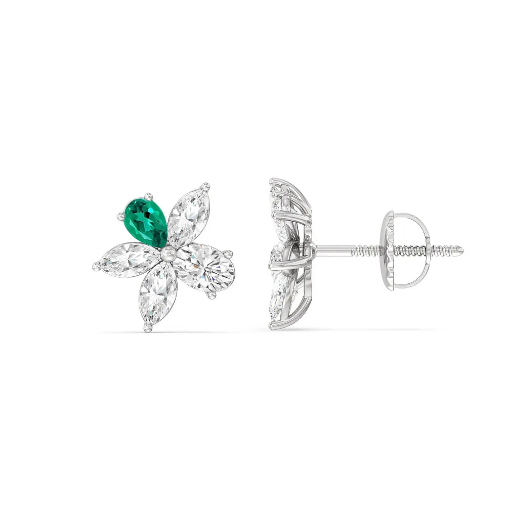Emerald Petal Plumeria Studs
