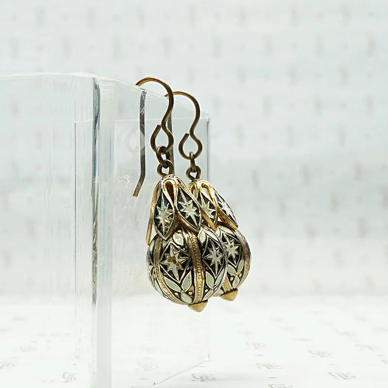 Enameled Victorian Revival Drop Earrings
