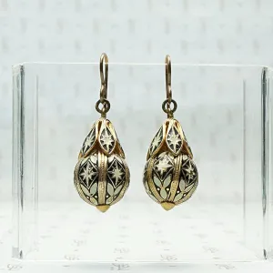 Enameled Victorian Revival Drop Earrings