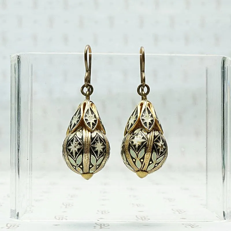 Enameled Victorian Revival Drop Earrings