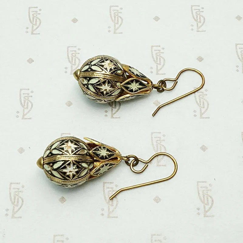 Enameled Victorian Revival Drop Earrings