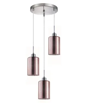 Espejo 3 x E27 Oblong Pendant Round Base Dotted Copper