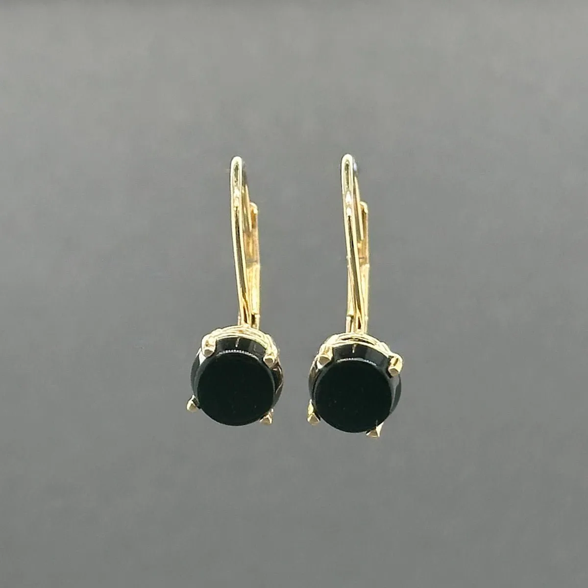 Estate 14K Y Gold 1.10ctw Onyx Drop Earrings