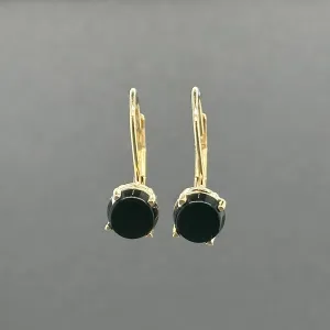 Estate 14K Y Gold 1.10ctw Onyx Drop Earrings