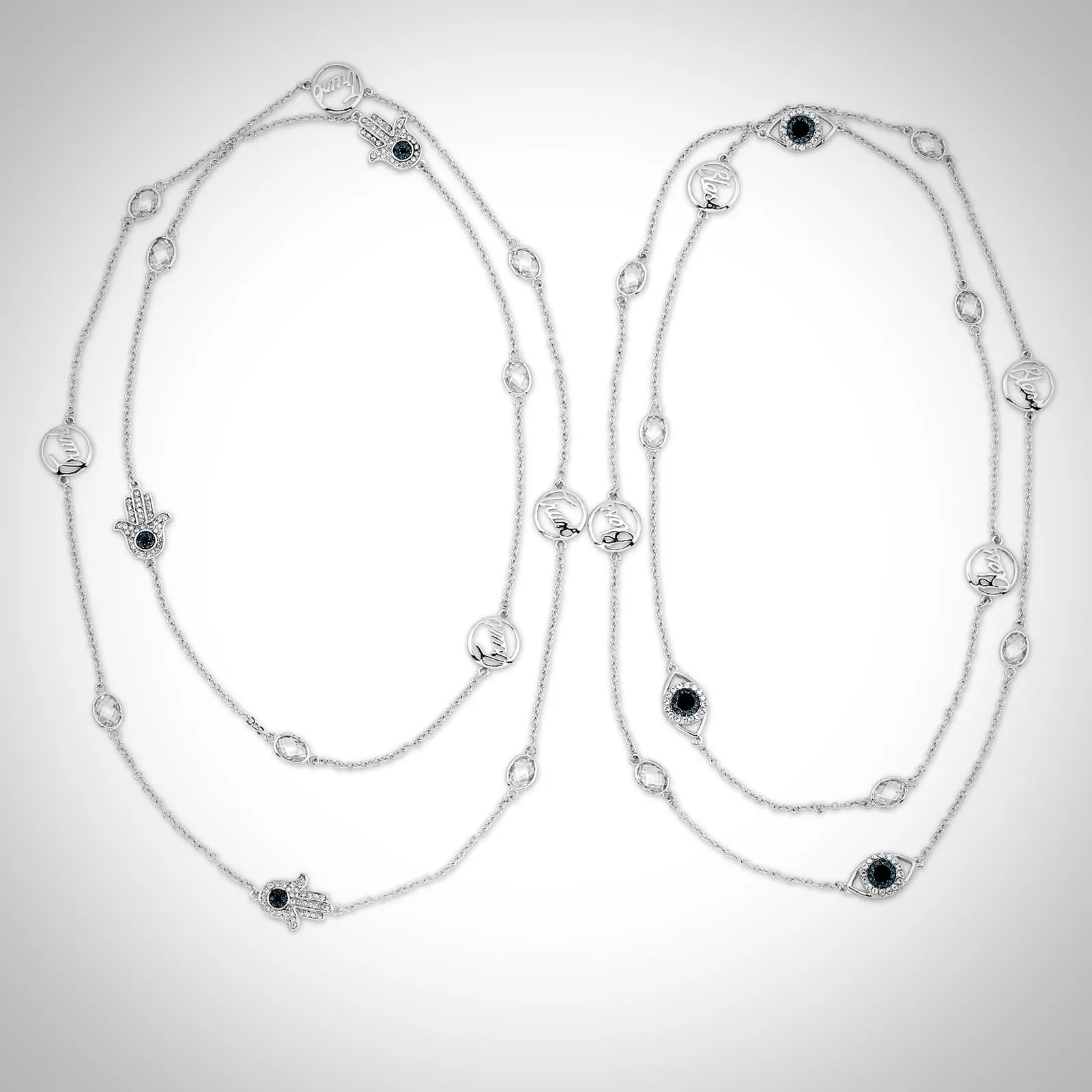 EVIL EYE HAMSA LONG CHAIN NECKLACE - NJ633