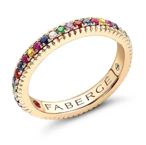 F18ct Yellow Gold Multicoloured Fluted Band Ring