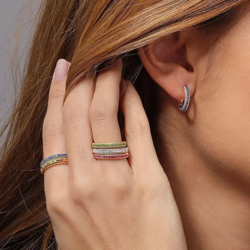 F18ct Yellow Gold Multicoloured Fluted Band Ring