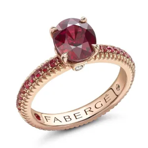 Faberge Colours of Love 18ct Rose Gold Ruby Fluted Ring