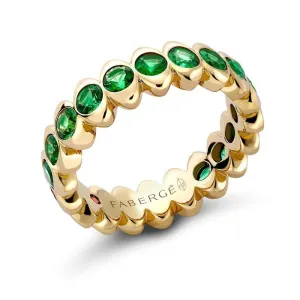 Faberge Colours of Love Cosmic Curve 18ct Yellow Gold Emerald Eternity Ring