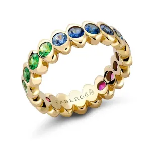 Faberge Colours of Love Cosmic Curve 18ct Yellow Gold Rainbow Gemstone Eternity Ring
