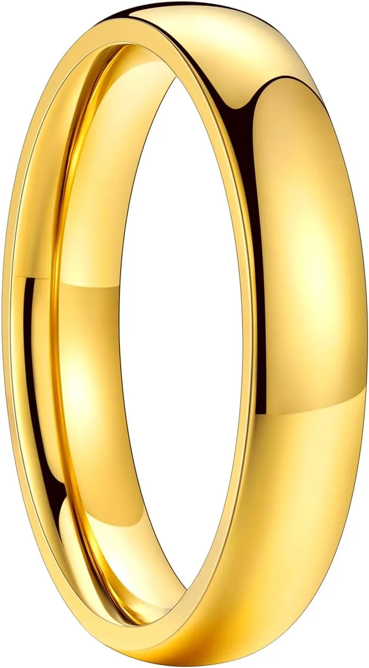 FaithHeart Band Rings 2/4/6/8 mm Width Stainless Steel/18K Gold Plated Polished Wedding Bands for Men Woman Personalized Customizable Gifts