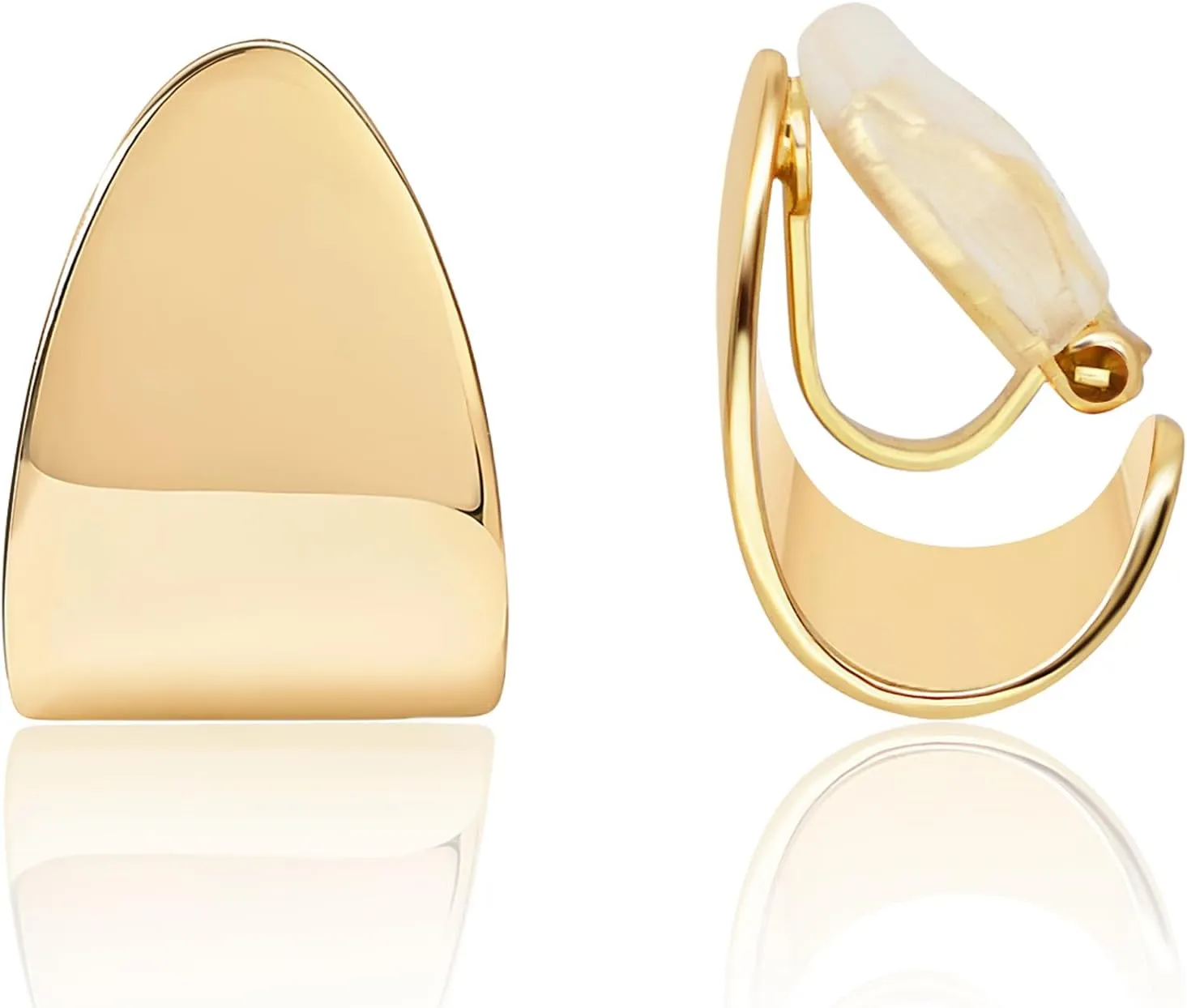 FAN&LOUIS Clip On Earrings Women,14K Gold Chunky Women's Clip-on Earrings Gold Huggie Clips Trendy 2025