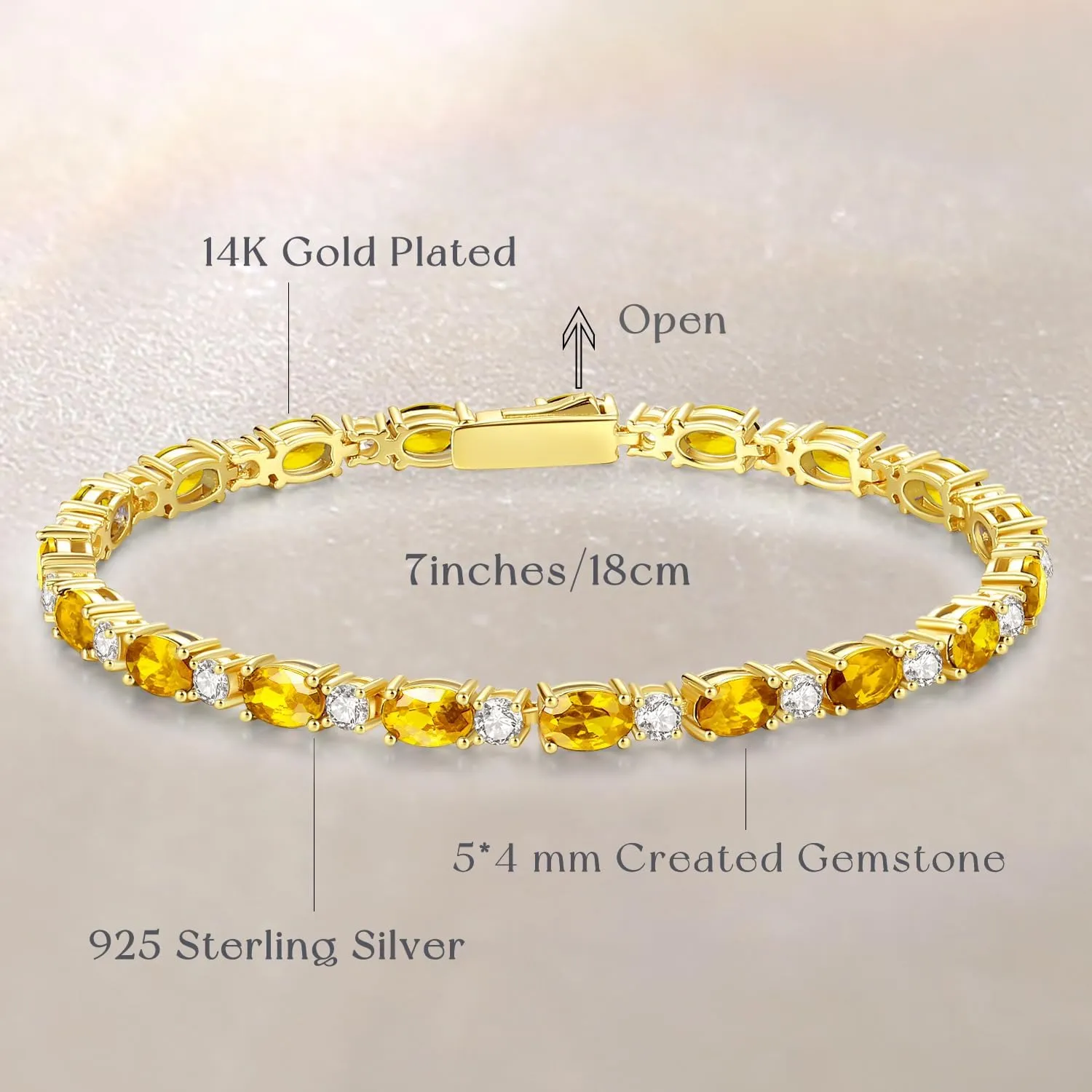 FANCIME 14K Gold Plated Birthstone Bracelets 4mm Sterling Silver Tennis Bracelets Gold Bracelets Mother's Day Birthday Jewelry Gifts for Women 7"