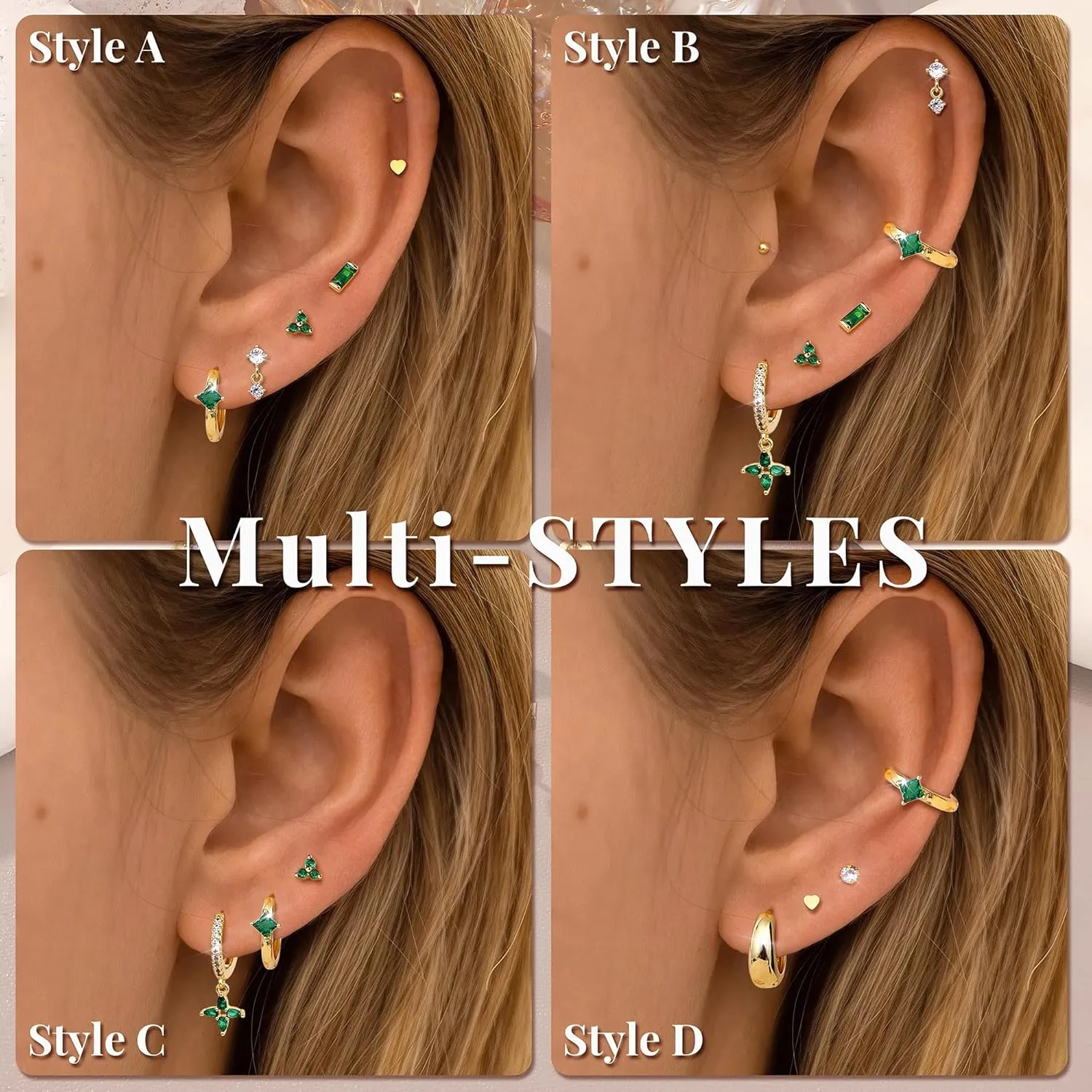 Fansilver Hypoallergenic Flat Back Earrings for Women 20G Surgical Stainless Steel Cartilage Earring Sets for Multiple Piercing Dainty Small Hoop Flatback Stud Earrings Stacks