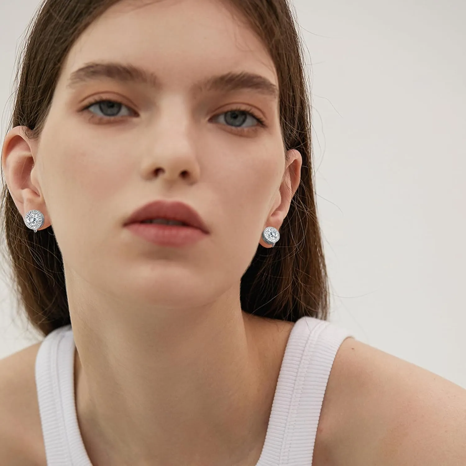 FASACCO Clip On Earrings for Women Lightweight Clip on Rhinestone Non Pierced Clip Earrings Crystal Wedding Formal Earrings Birthstone Earrings (With Box)