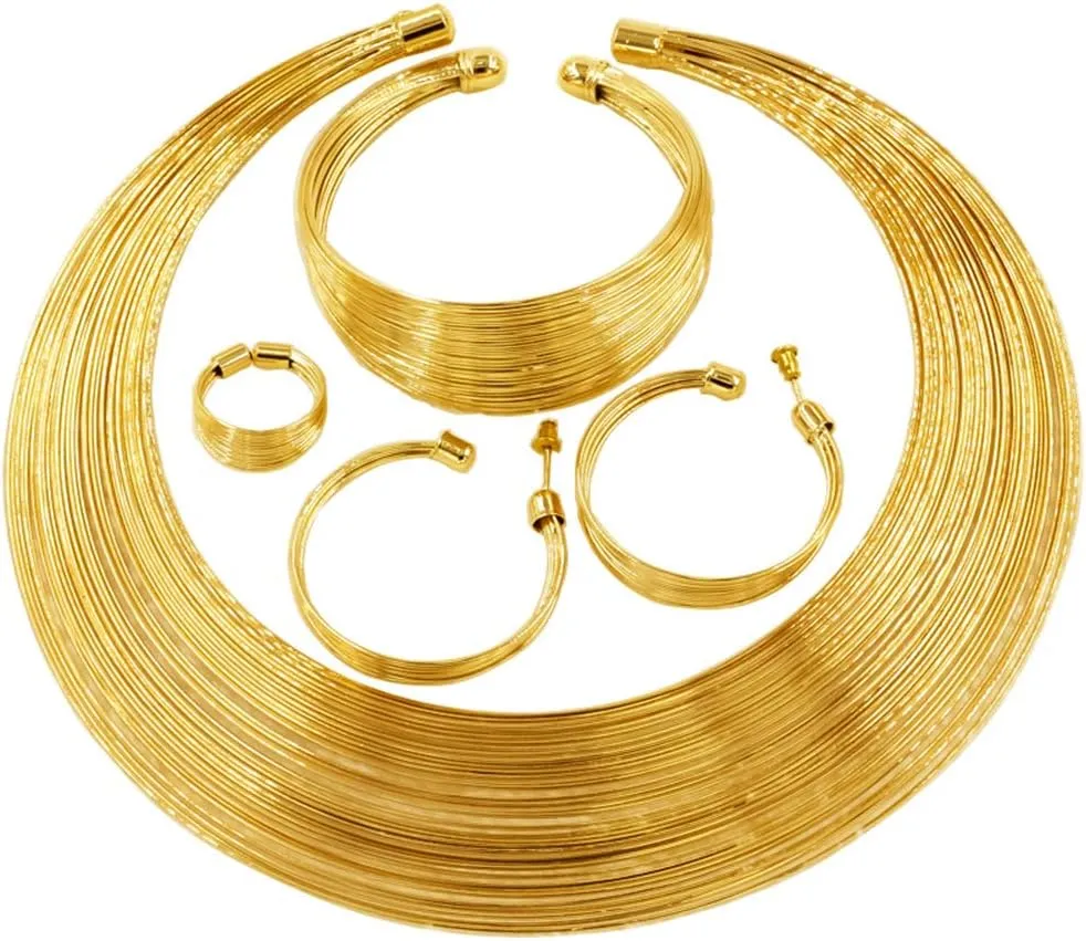 Fashion Crystal Jewelry Set 18 k 24 K Gold Plated Jewelry for Women Rhinestone Clear Crystal Necklace Earrings Accessories Gifts