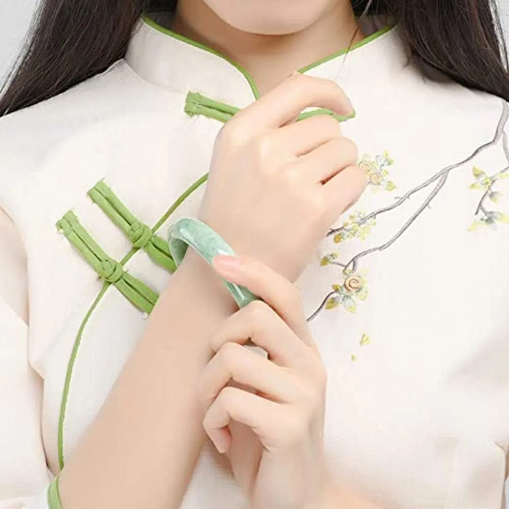 Fashion Jade Bangle Handmade Bracelet For Women Retro Chinese Style Natural Jadeite Jade Stone Bangle With Gift Box, 1554733-uboau