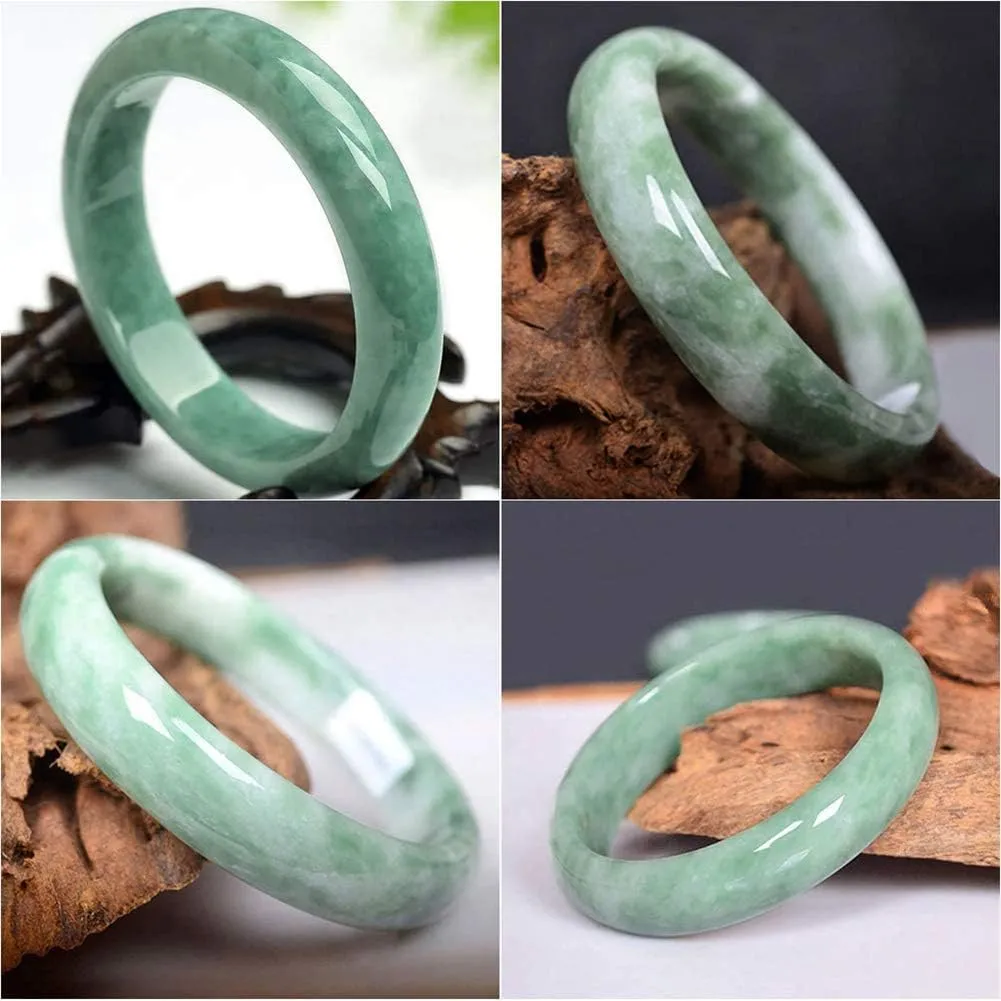 Fashion Jade Bangle Handmade Bracelet For Women Retro Chinese Style Natural Jadeite Jade Stone Bangle With Gift Box, 1554733-uboau