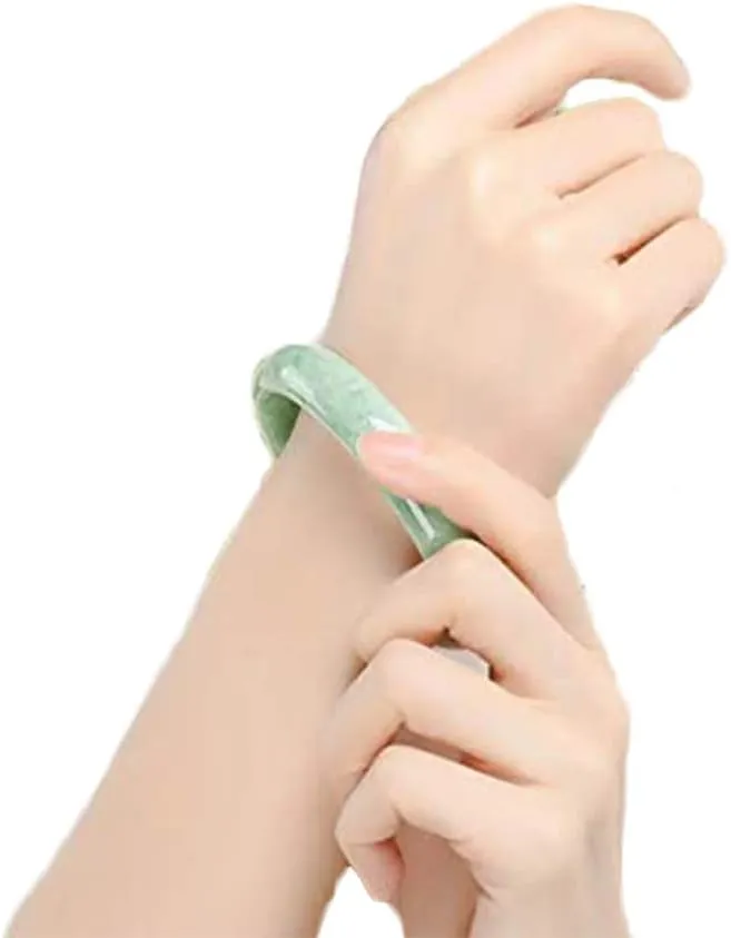 Fashion Jade Bangle Handmade Bracelet For Women Retro Chinese Style Natural Jadeite Jade Stone Bangle With Gift Box, 1554733-uboau