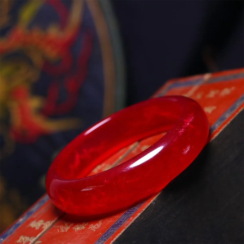 Fashion Round Jade Bangle Bracelet for Women Healing Good Luck Wealth Chinese Feng Shui Bangles with Box Natural Ice Jade Stone Bracelets for Woman Wedding Birthday Gift