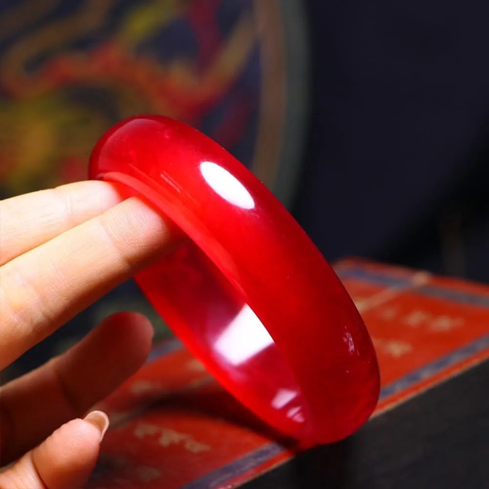 Fashion Round Jade Bangle Bracelet for Women Healing Good Luck Wealth Chinese Feng Shui Bangles with Box Natural Ice Jade Stone Bracelets for Woman Wedding Birthday Gift