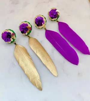 Feather earrings (Purple)