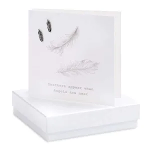 Feather Silver Earrings On Designer Card by Crumble and Core