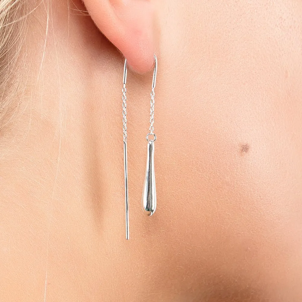 Feeder Drop Earrings with Bridge in Sterling Silver