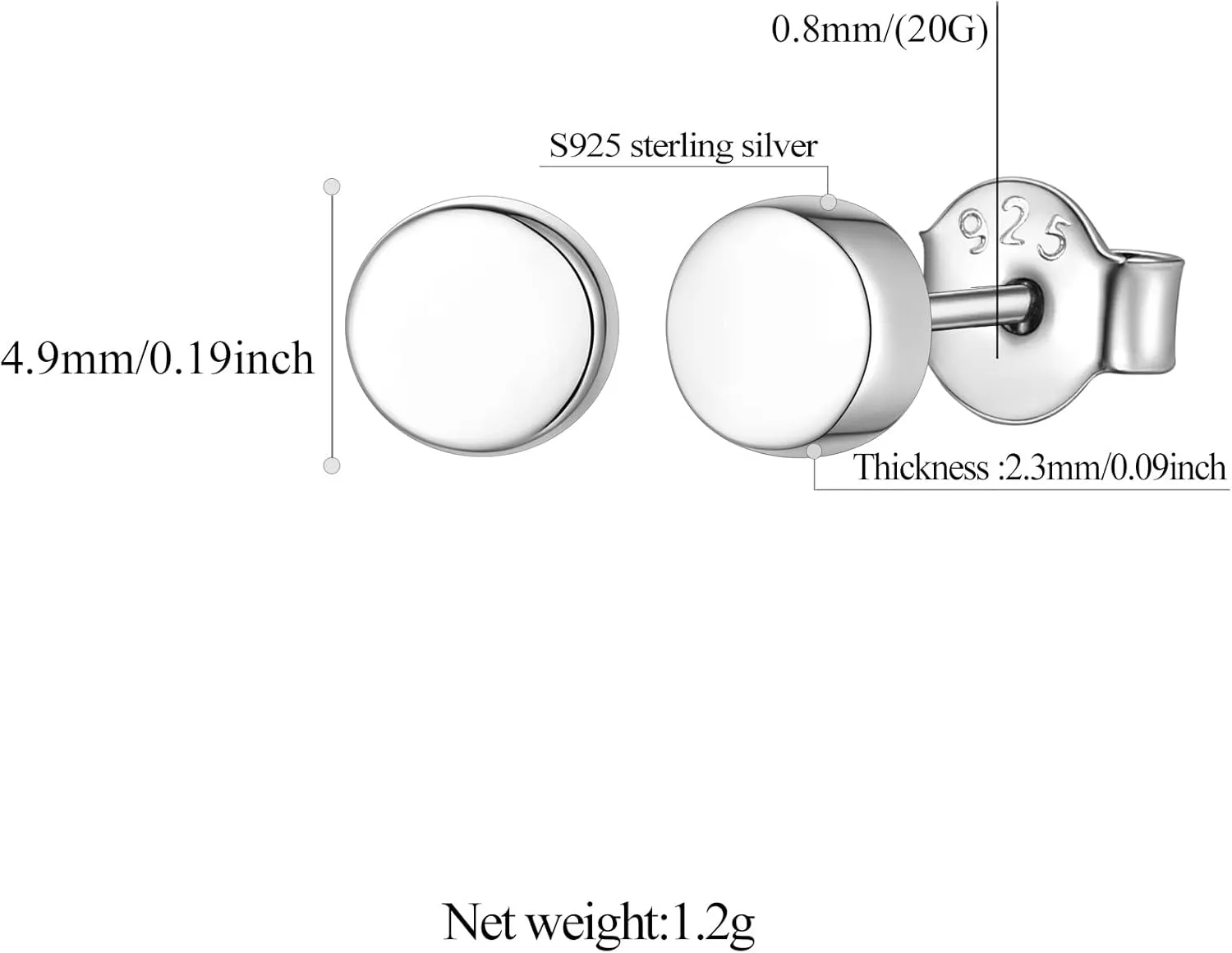 FindChic Hypoallergenic Sterling Silver Small Bar/Dot/Triangle/Butterfly/Lightning Studs Earrings Minimalist Geometric Jewelry Valentine Gifts for Women Men Girls, with Gift Box