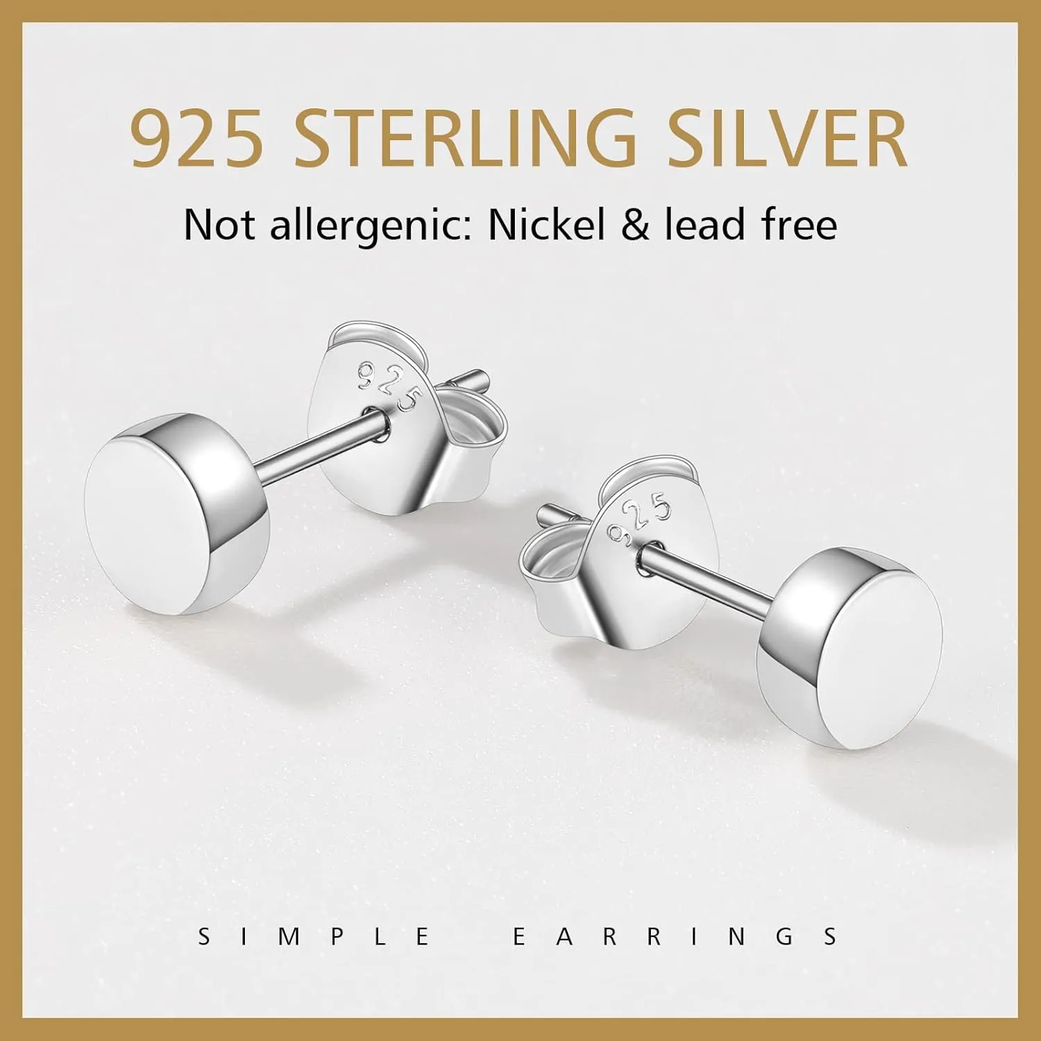 FindChic Hypoallergenic Sterling Silver Small Bar/Dot/Triangle/Butterfly/Lightning Studs Earrings Minimalist Geometric Jewelry Valentine Gifts for Women Men Girls, with Gift Box