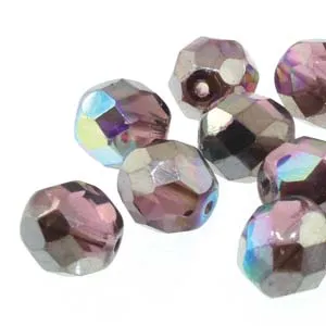Fire Polished 4mm Light Amethyst Graphite Rainbow 40/Strand
