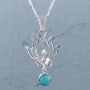 Flaming Drops Amazonite and Sterling Silver Pendant Necklace from Peru