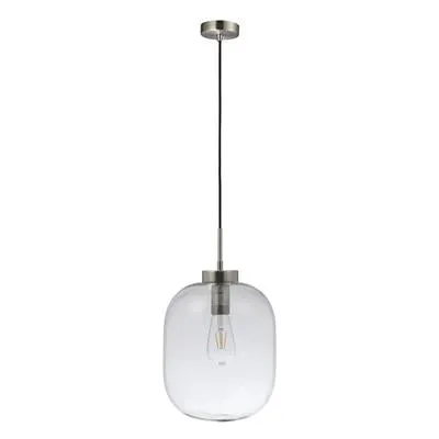 Flaunt Satin Chrome Pendant with Clear Glass