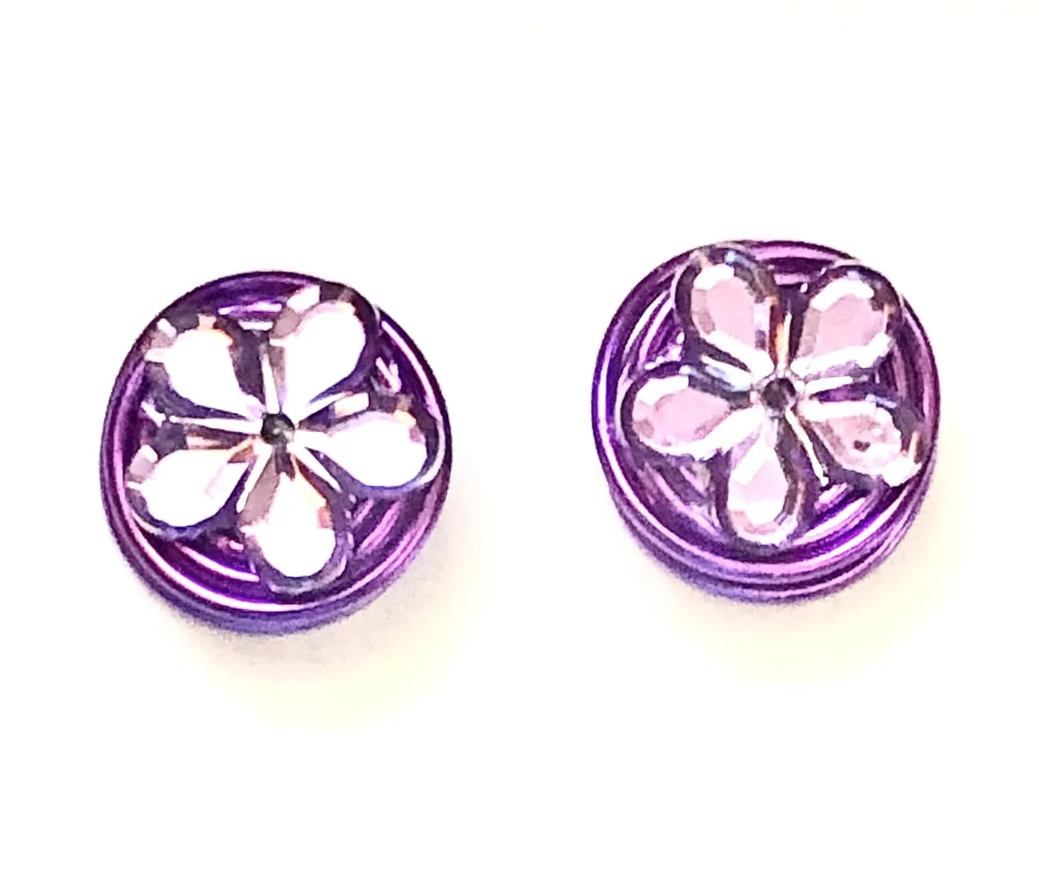 Flower Clip-on Ear Cuff Earring Pair Compression Pressure Keloid Clip-on (Purple)
