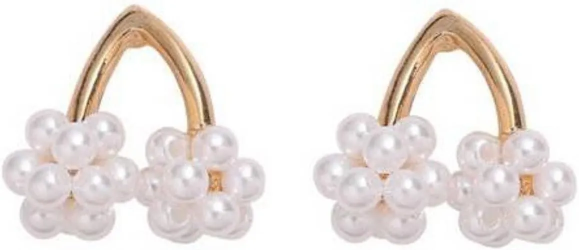 Flower Invisible Clip On Earrings For Women Dangle White Rose Blue Light Purple Beige Floral Pearl Comfortable Non Pierced Clip-on Earrings