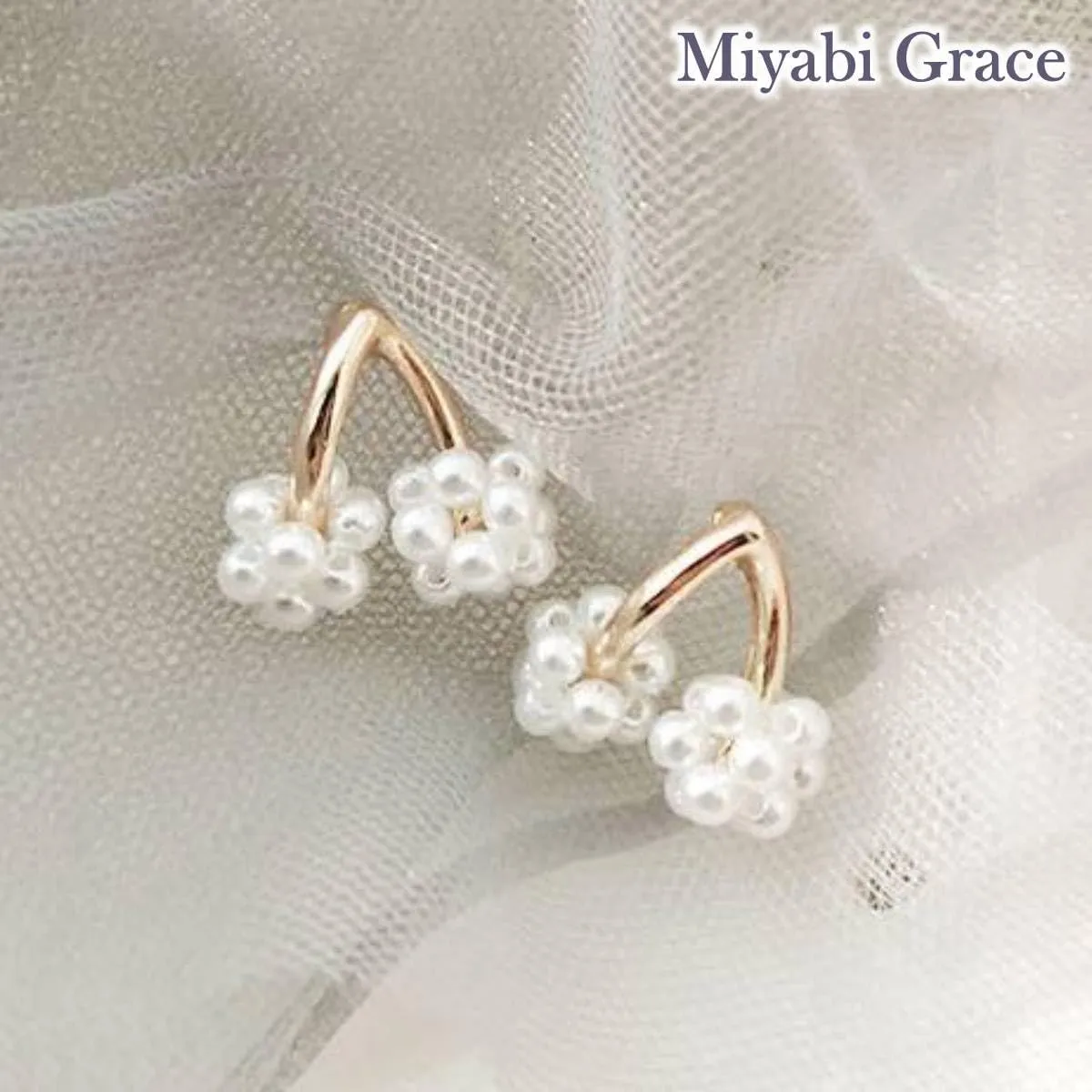 Flower Invisible Clip On Earrings For Women Dangle White Rose Blue Light Purple Beige Floral Pearl Comfortable Non Pierced Clip-on Earrings