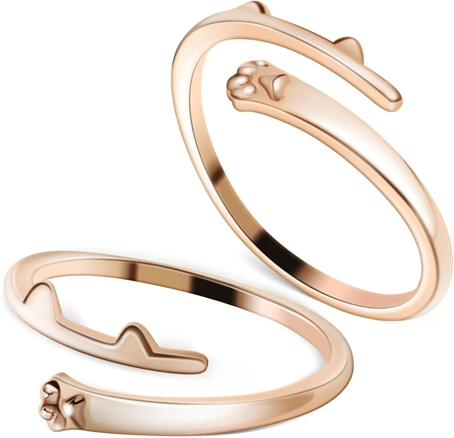 FRCOLOR 2Pcs Adjustable Cat Paw Ring Aesthetic Jewelry for Women Statement Ring for Daily Wear Parties and Special Occasions Comfortable Fit Skin Friendly Design