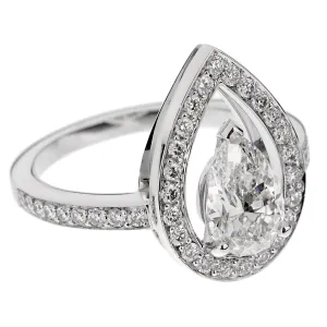 Fred of Paris Lovelight 1.48ct Pear Diamond Engagement Ring Sz 5 1/4