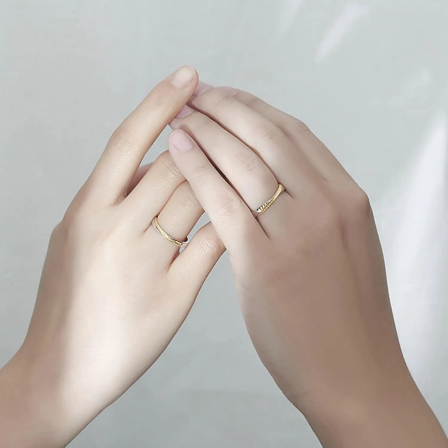 Friendship Rings Adjustable, Engagement Ring 925 Sterling Silver with Silver Gold Thin Ladder Round Couple Adjustable Band Jewelry Gift