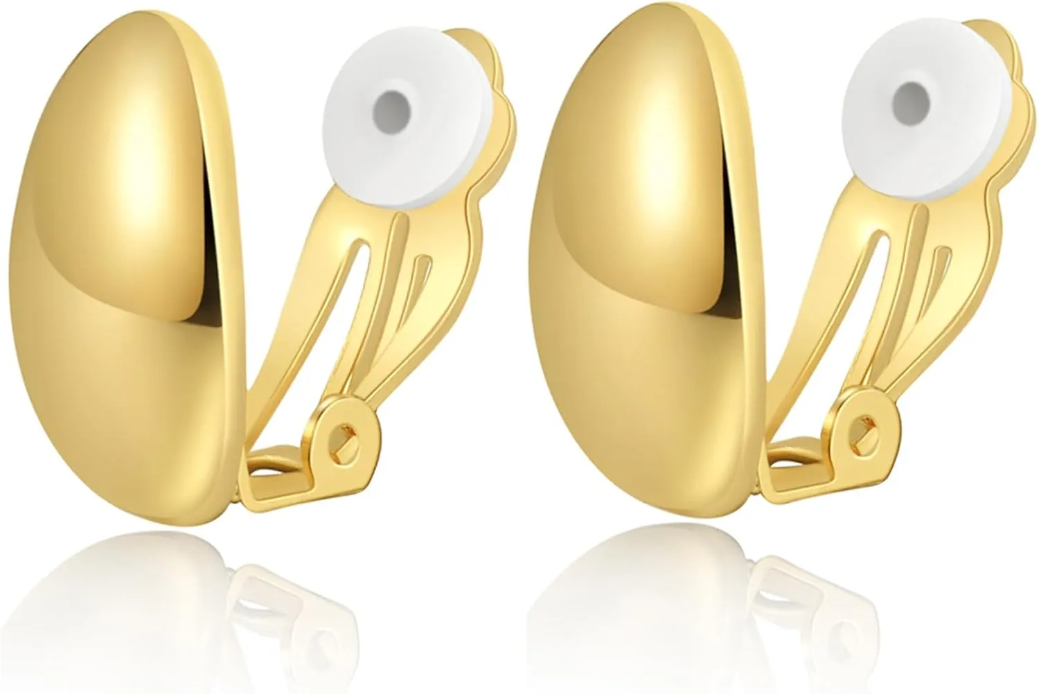 Fxiqini Clip On Earrings Thick Hoop Matte Clip On Earrings Chunky Non Pierced Earring for Women Jewelry Gift Gold Sliver Tone